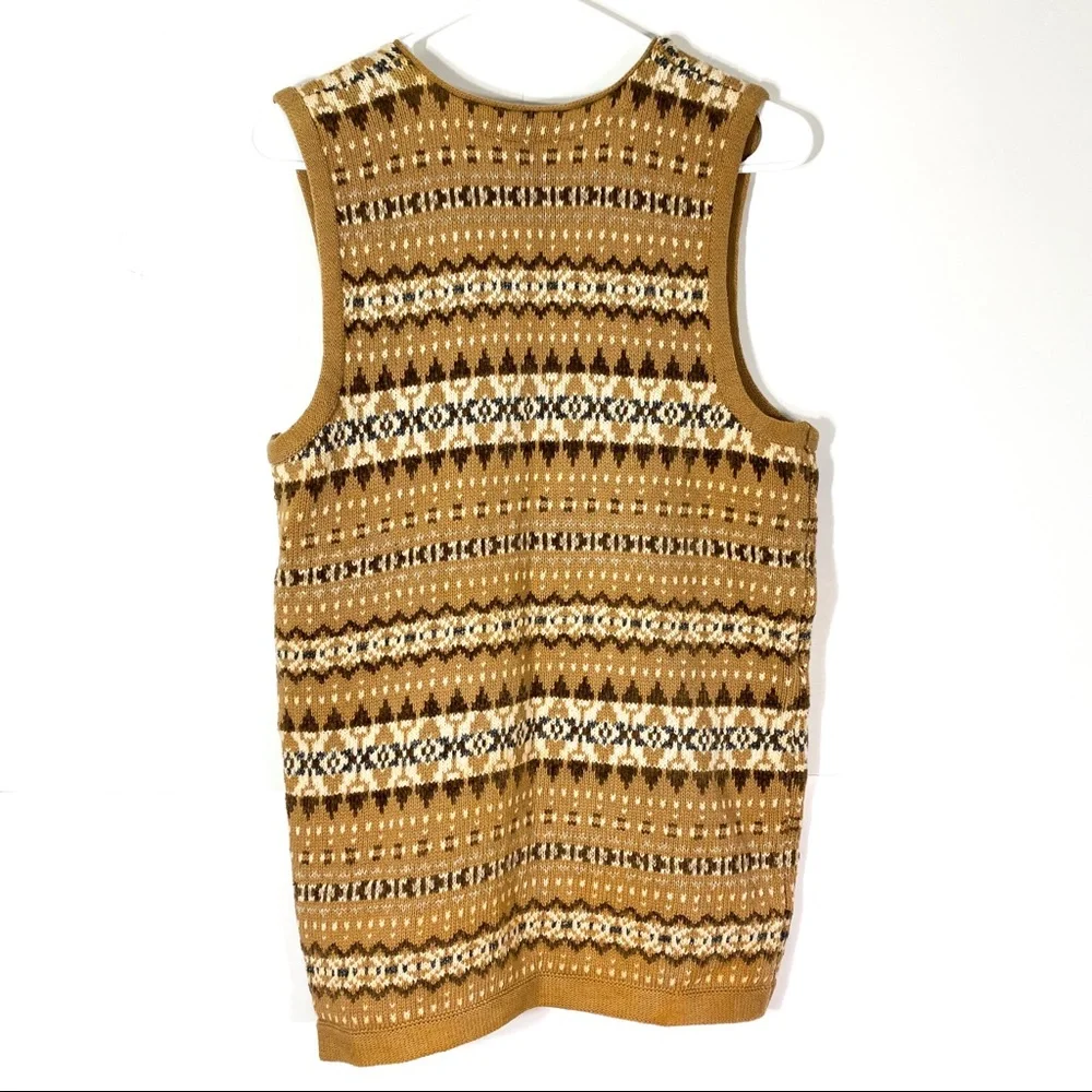 LIZSPORT PETITE Tan Knitted Nordic Sweater Vest | Petite - Picture 3 of 3